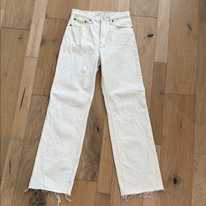 Abercrombie & Fitch Women's Off-White Straight Leg Jeans